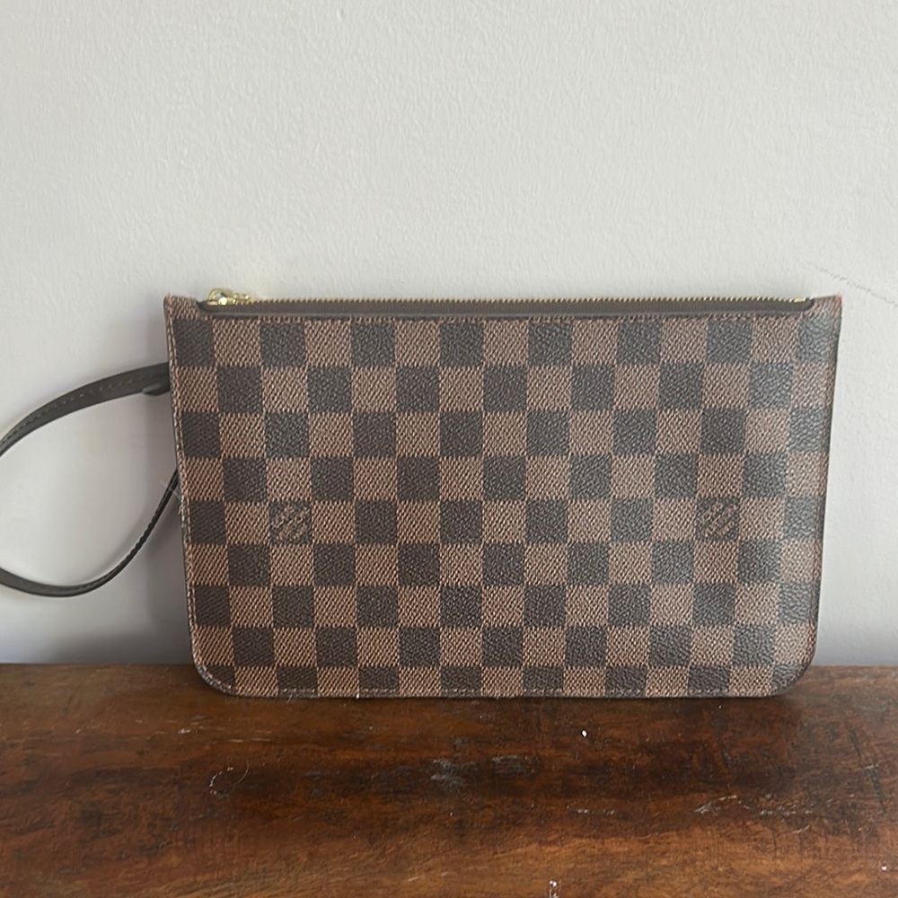 Louis Vuitton Wristlet with Iconic Damier Ebene Pattern